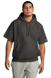 Champion ® Reverse Weave ® Short Sleeve Hooded Sweatshirt - Charcoal Heather - S